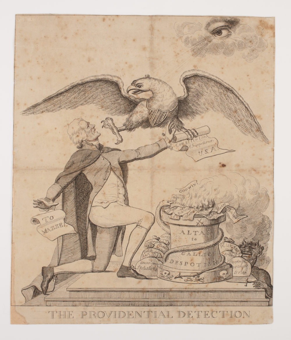 این تصویر به انتقاد از توماس جفرسون و حمایتش از انقلاب فرانسه و آزدیهای مذهبی می‌پردازد. 1797 